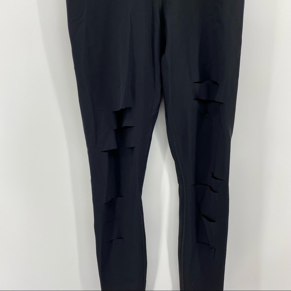 Alo Sz XS High Rise Extreme Ripped Warrior Black Leggings - Picture 8 of 16